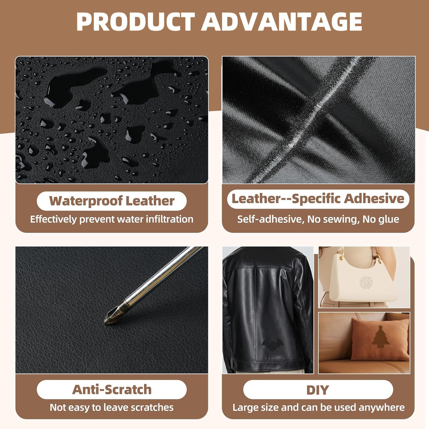 Self Adhesive Leather Repair Patch for Sofas Car Seats Couches
